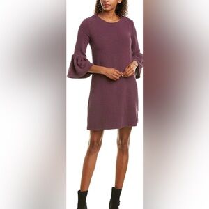 French Connection - Ribbed Purple Bell Sleeve Shift Dress
